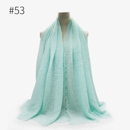Bubble Plain Cotton Fringed Hijab Wrap – Modest & Soft
