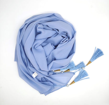Soft Hijab Scarf with Four Tassel Corners – Everyday Chic