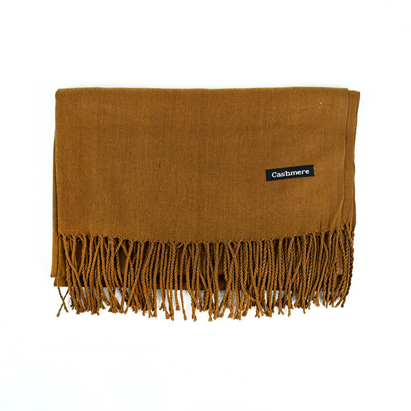 Solid Colour Tassel Scarf – Soft Wrap, Modest Chic