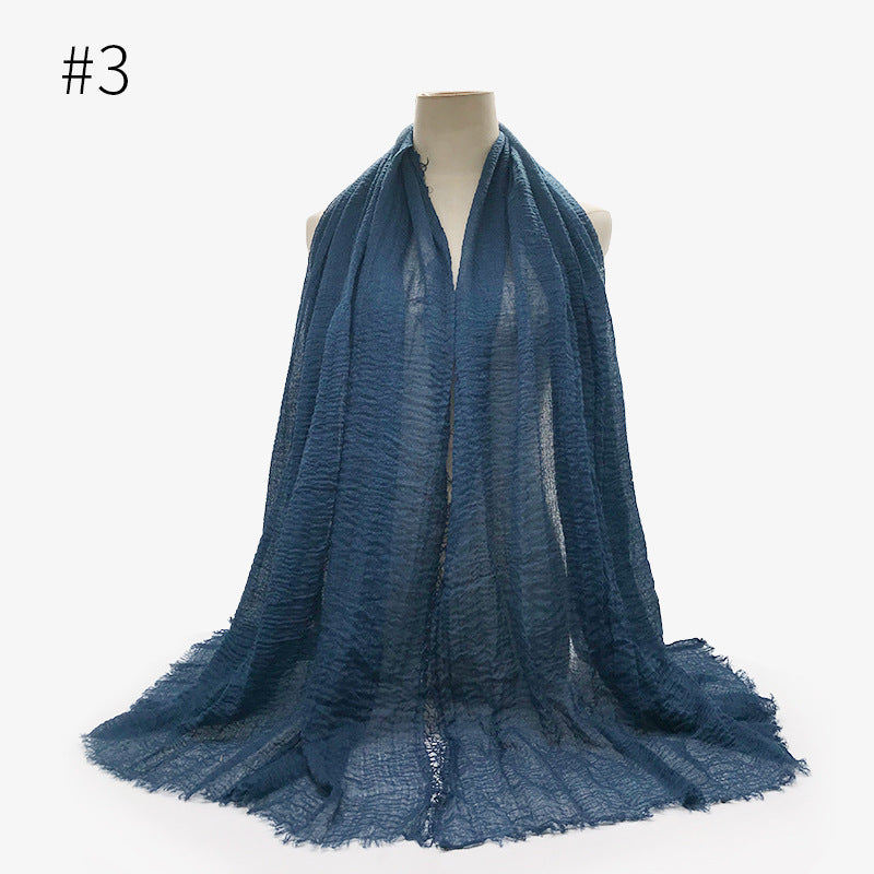 Bubble Plain Cotton Fringed Hijab Wrap – Modest & Soft