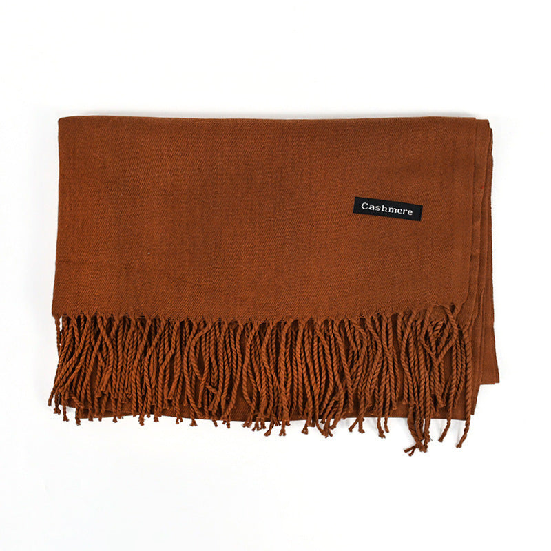 Solid Colour Tassel Scarf – Soft Wrap, Modest Chic