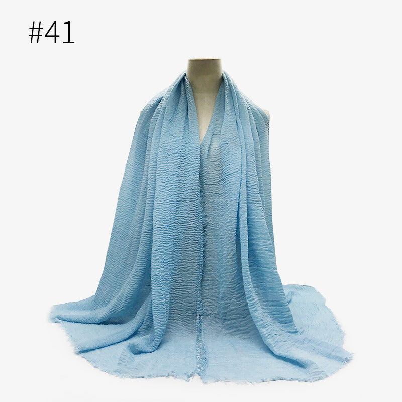 Bubble Plain Cotton Fringed Hijab Wrap – Modest & Soft