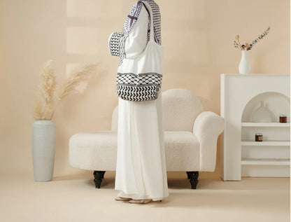 Keffiyeh-Style Abaya with Crossbody Bag – Modest & Statement