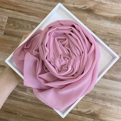 Solid Pearl Chiffon Hijab Scarf – Lightweight Elegance