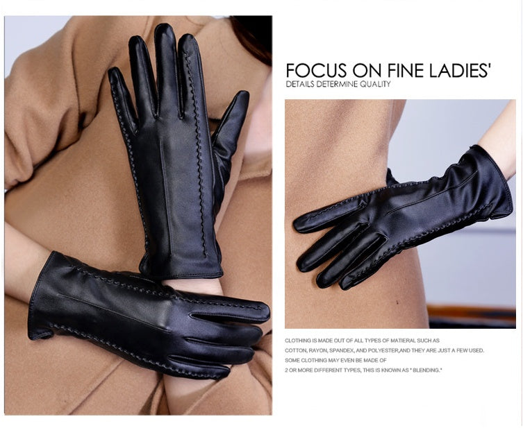 Women’s Thick Warm Leather Gloves – Winter Elegance