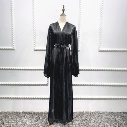 Puff-Sleeve Satin Abaya – Celebrate in Style