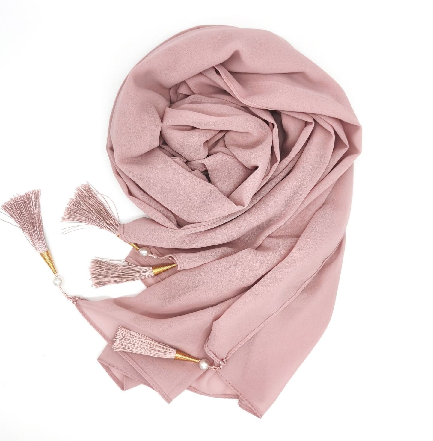 Soft Hijab Scarf with Four Tassel Corners – Everyday Chic