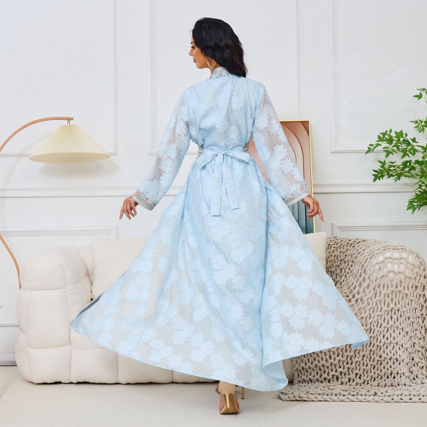 Elegant Satin Printed Dress – Modest & Stylish