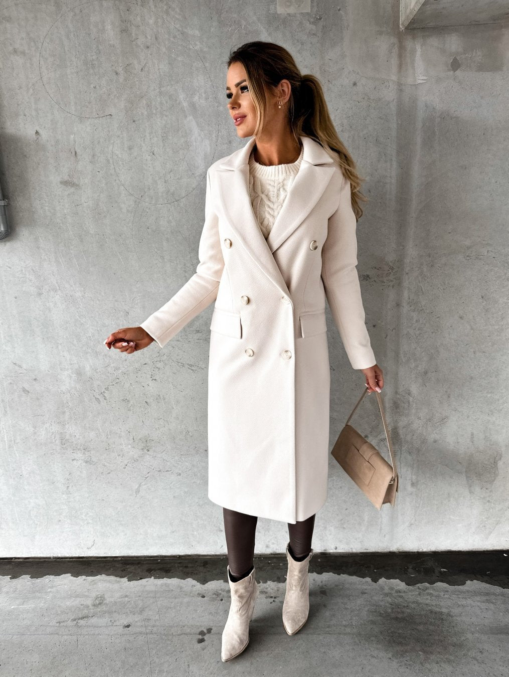 Fashion Casual Woolen Coat – Chic Modest Outerwear