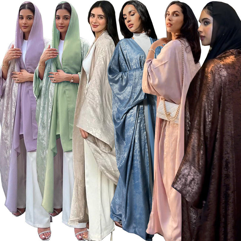 Bronzing Satin Robe Abaya – Modest Outerwear Elegance