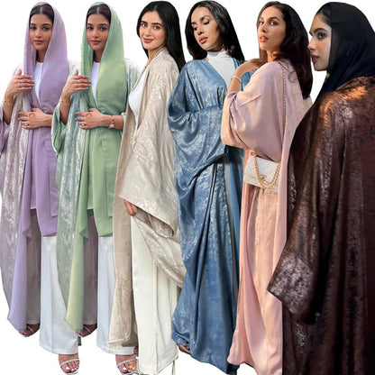 Bronzing Satin Robe Abaya – Modest Outerwear Elegance