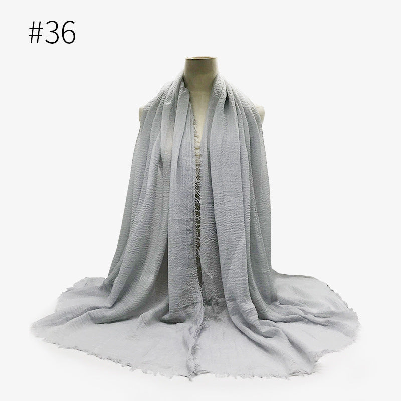Bubble Plain Cotton Fringed Hijab Wrap – Modest & Soft
