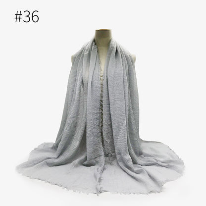 Bubble Plain Cotton Fringed Hijab Wrap – Modest & Soft