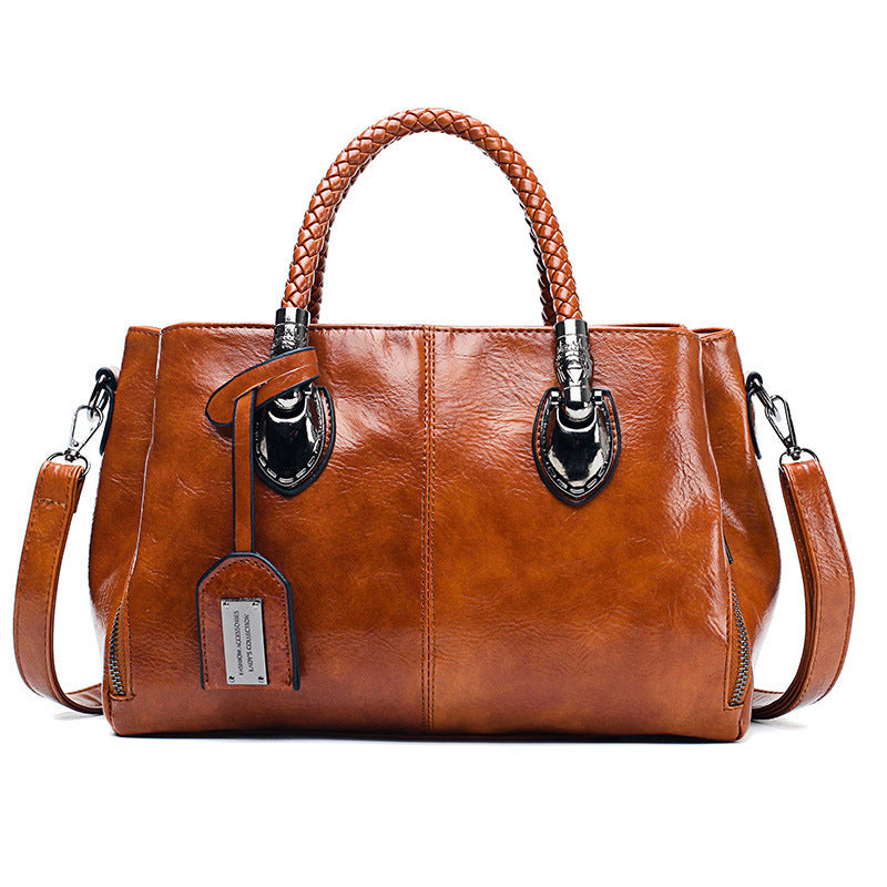 Oil-Wax Leather Luxury Handbag – Timeless & Modest Elegance