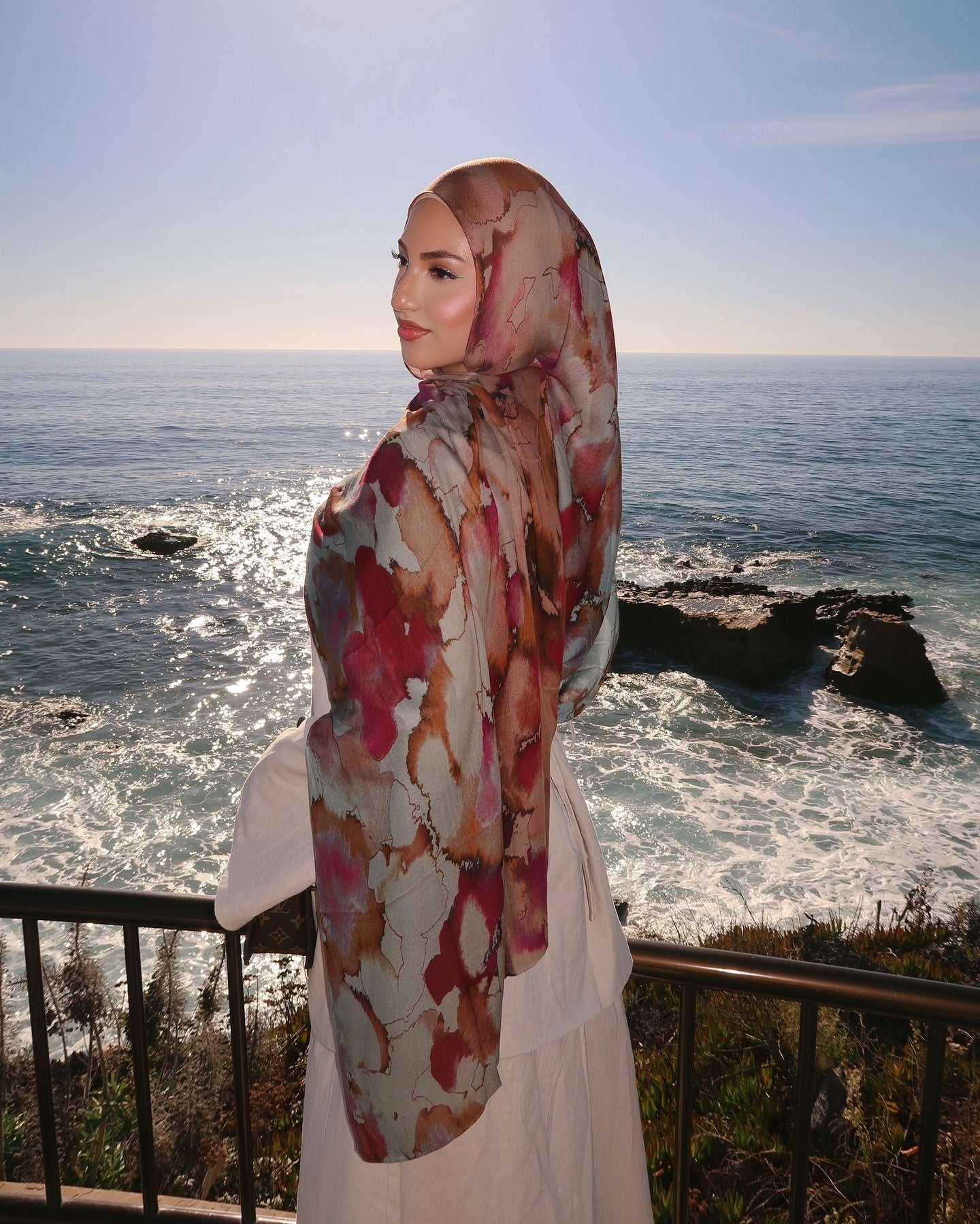 Elegant Satin Printed Hijab Shawl – Chic and Modest