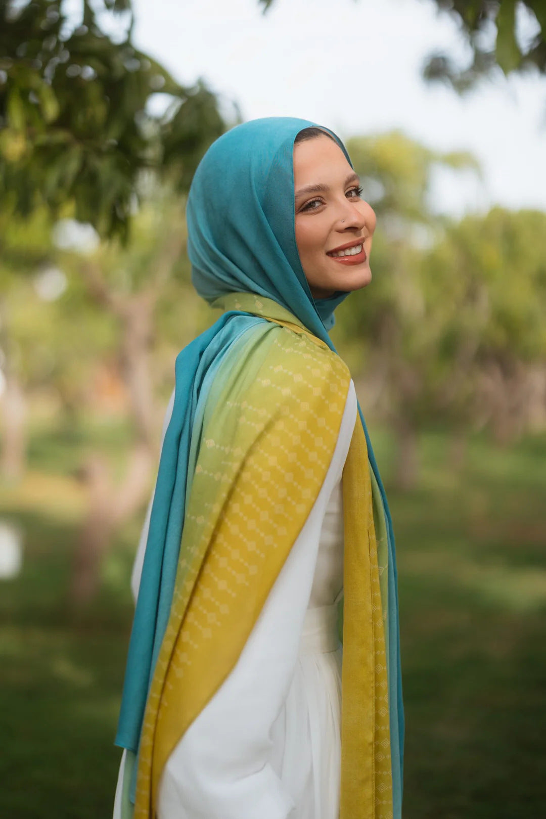 Elegant Satin Printed Hijab Shawl – Chic and Modest