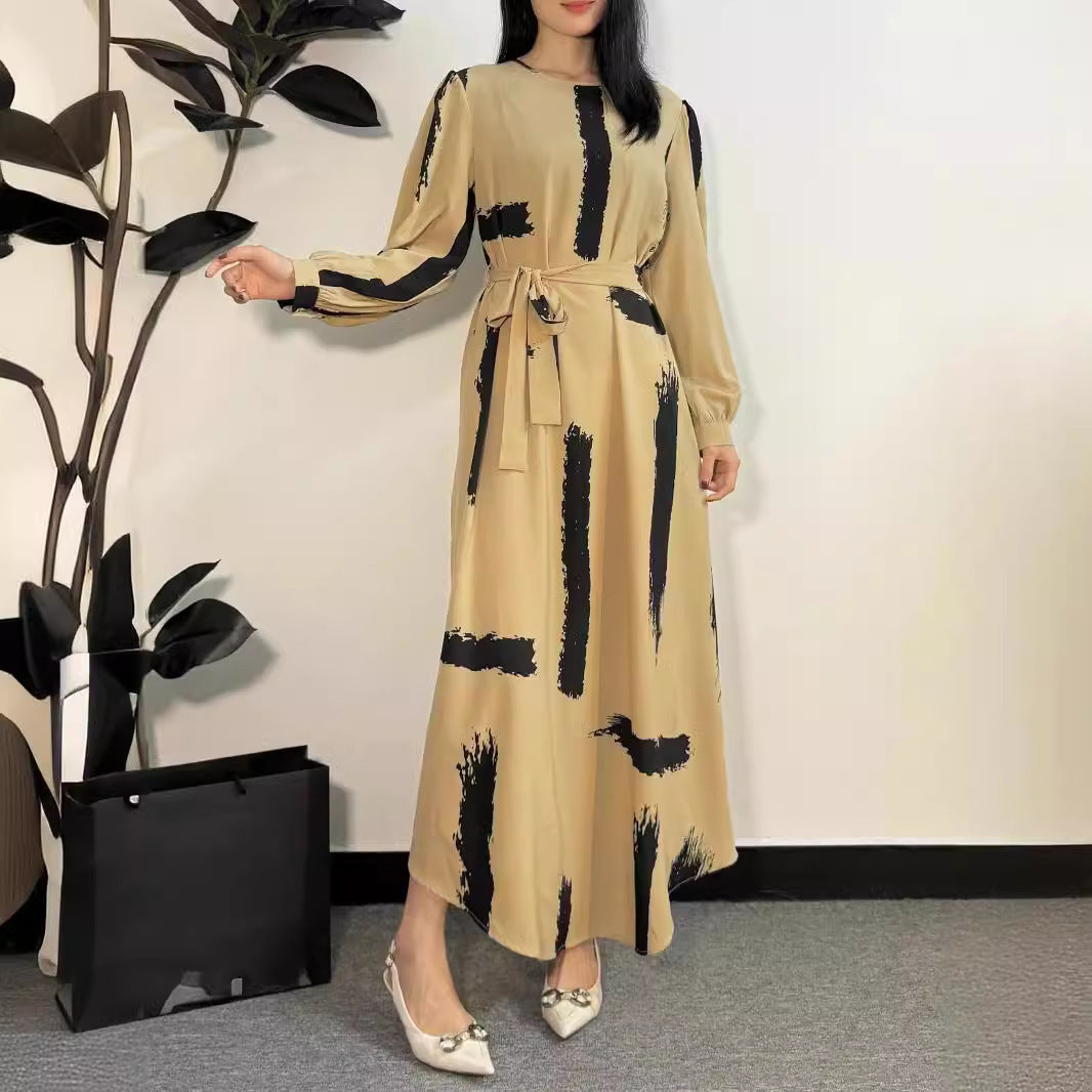 Muslim Elegant O-Neck Modest Dress – Graceful & Comfortable