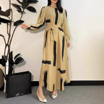 Muslim Elegant O-Neck Modest Dress – Graceful & Comfortable