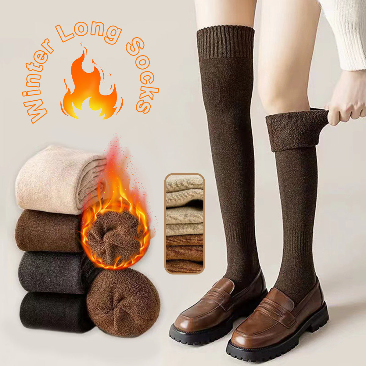 Over-the-Knee Thick Terry Socks – Cozy Winter Essentials