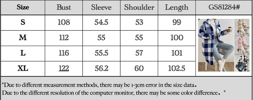 Plaid Button-Lapel Plush Coat – Chic Modest Outerwear