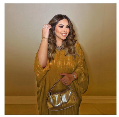 Shiny Figured Two-Piece Abaya Set – Modern Modest Elegance