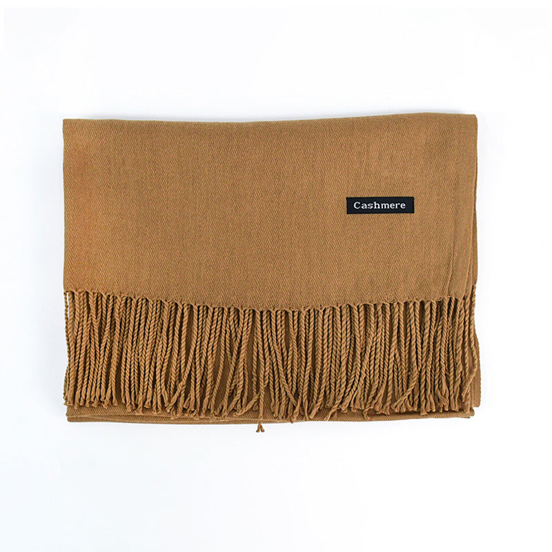 Solid Colour Tassel Scarf – Soft Wrap, Modest Chic