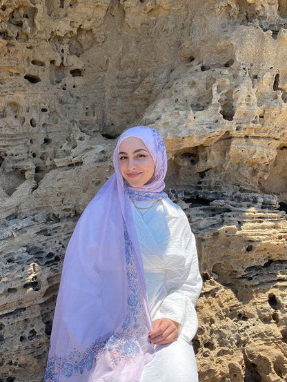 Elegant Satin Printed Hijab Shawl – Chic and Modest