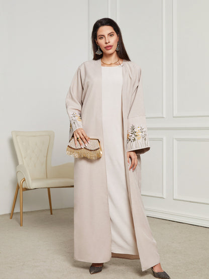 Elegant Embroidered Cardigan Robe Dress – Modest & Stylish
