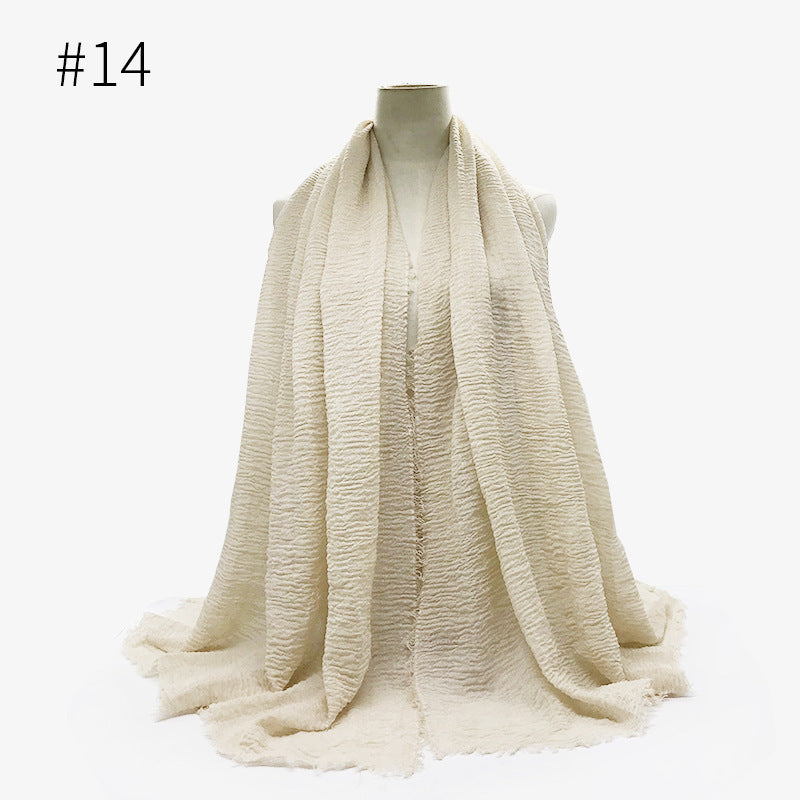 Bubble Plain Cotton Fringed Hijab Wrap – Modest & Soft