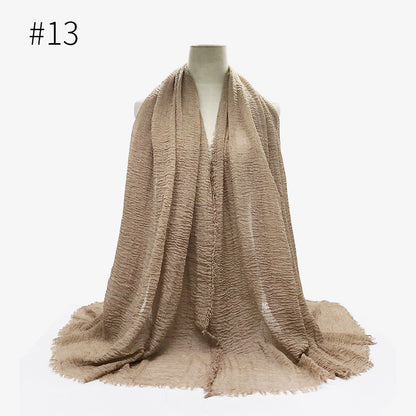 Bubble Plain Cotton Fringed Hijab Wrap – Modest & Soft