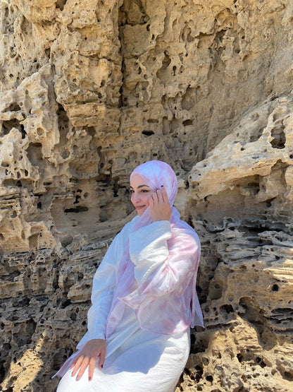 Elegant Satin Printed Hijab Shawl – Chic and Modest