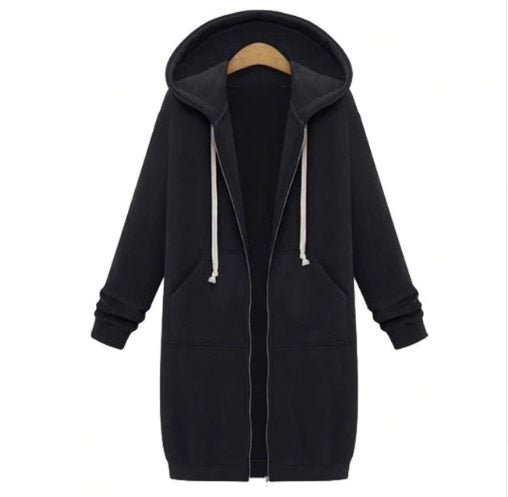 Hooded Long-Sleeved Winter Sweater Jacket – Cozy Modest Layer