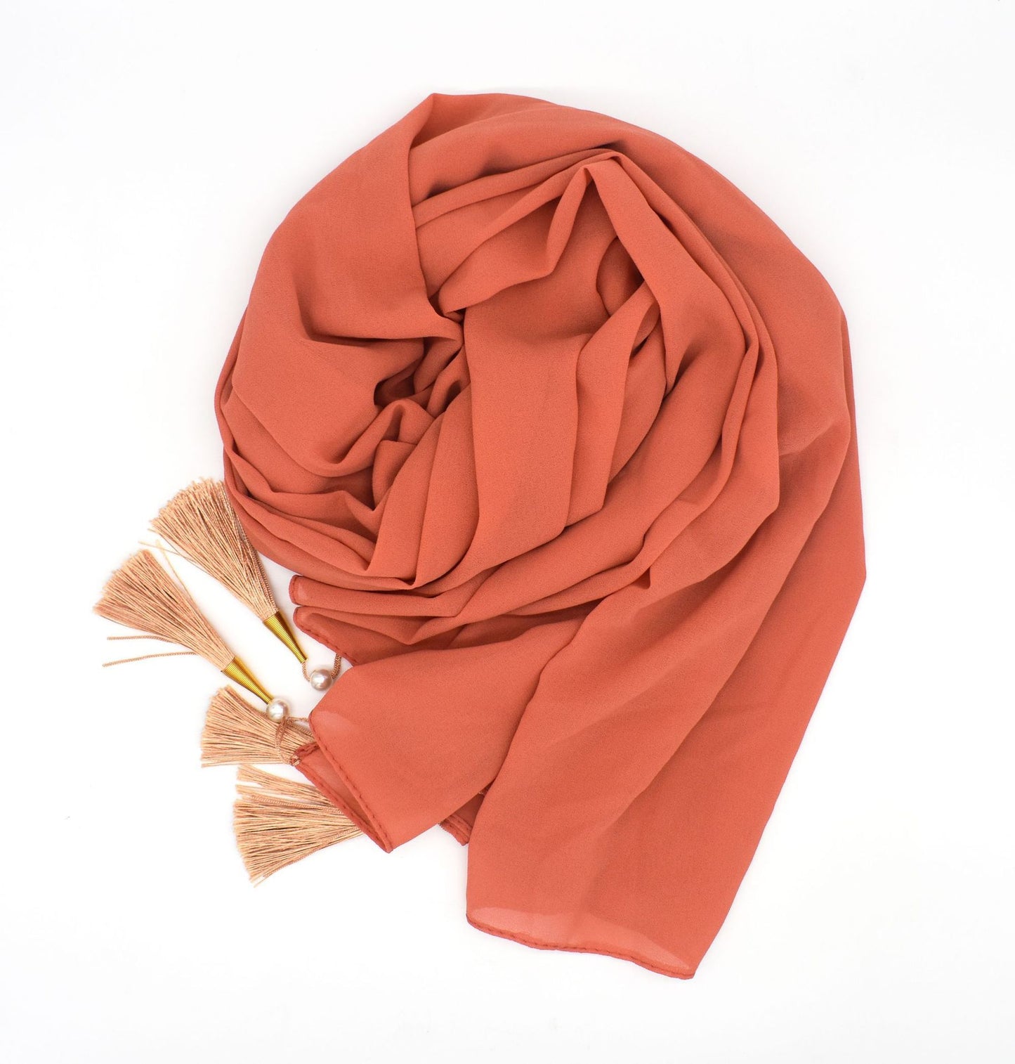Soft Hijab Scarf with Four Tassel Corners – Everyday Chic