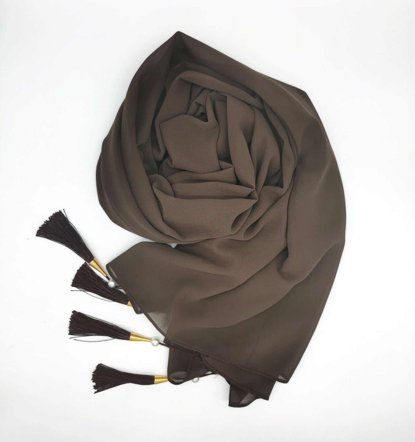 Soft Hijab Scarf with Four Tassel Corners – Everyday Chic