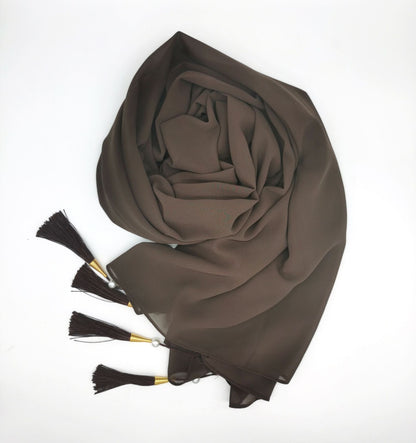 Soft Hijab Scarf with Four Tassel Corners – Everyday Chic