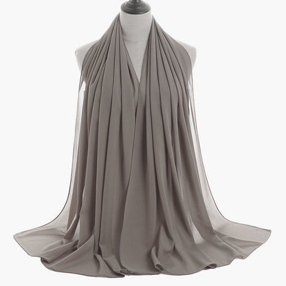 Chic Monochrome Chiffon Hijab with Pearl Detail – Lightweight Wrap