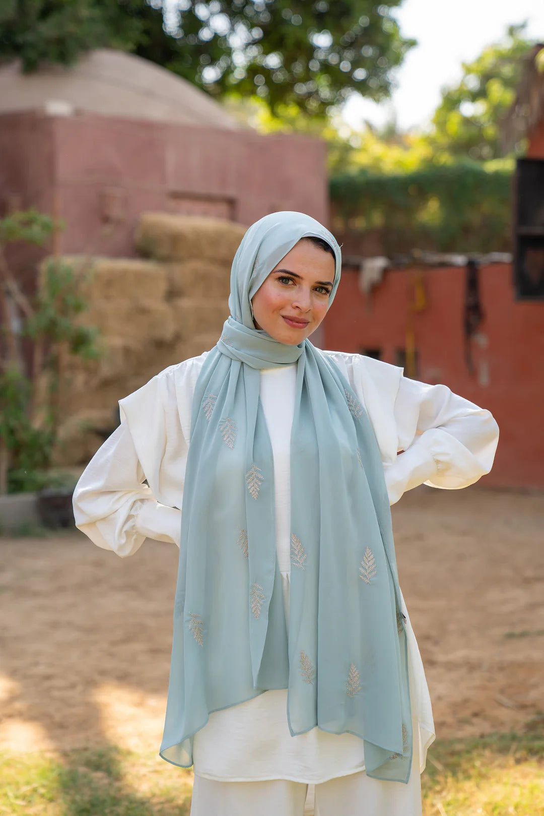 Elegant Satin Printed Hijab Shawl – Chic and Modest