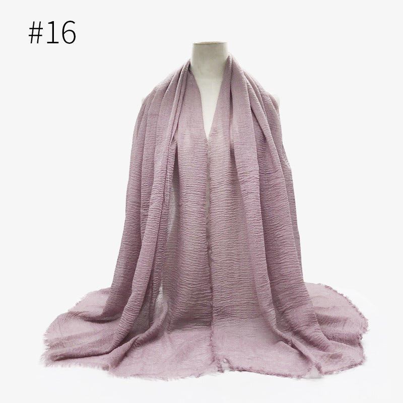 Bubble Plain Cotton Fringed Hijab Wrap – Modest & Soft