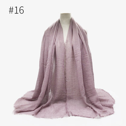 Bubble Plain Cotton Fringed Hijab Wrap – Modest & Soft