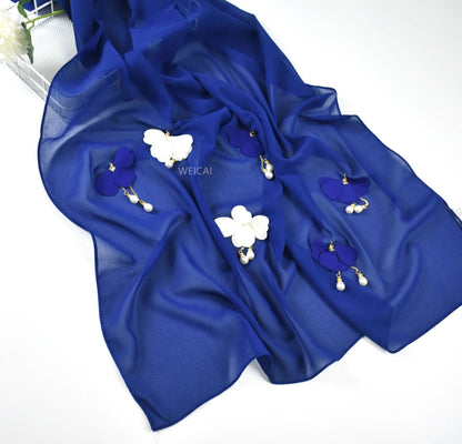 Pearl Chiffon Hijab Scarf – Elegant Flower Wrap