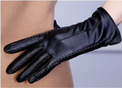 Women’s Thick Warm Leather Gloves – Winter Elegance