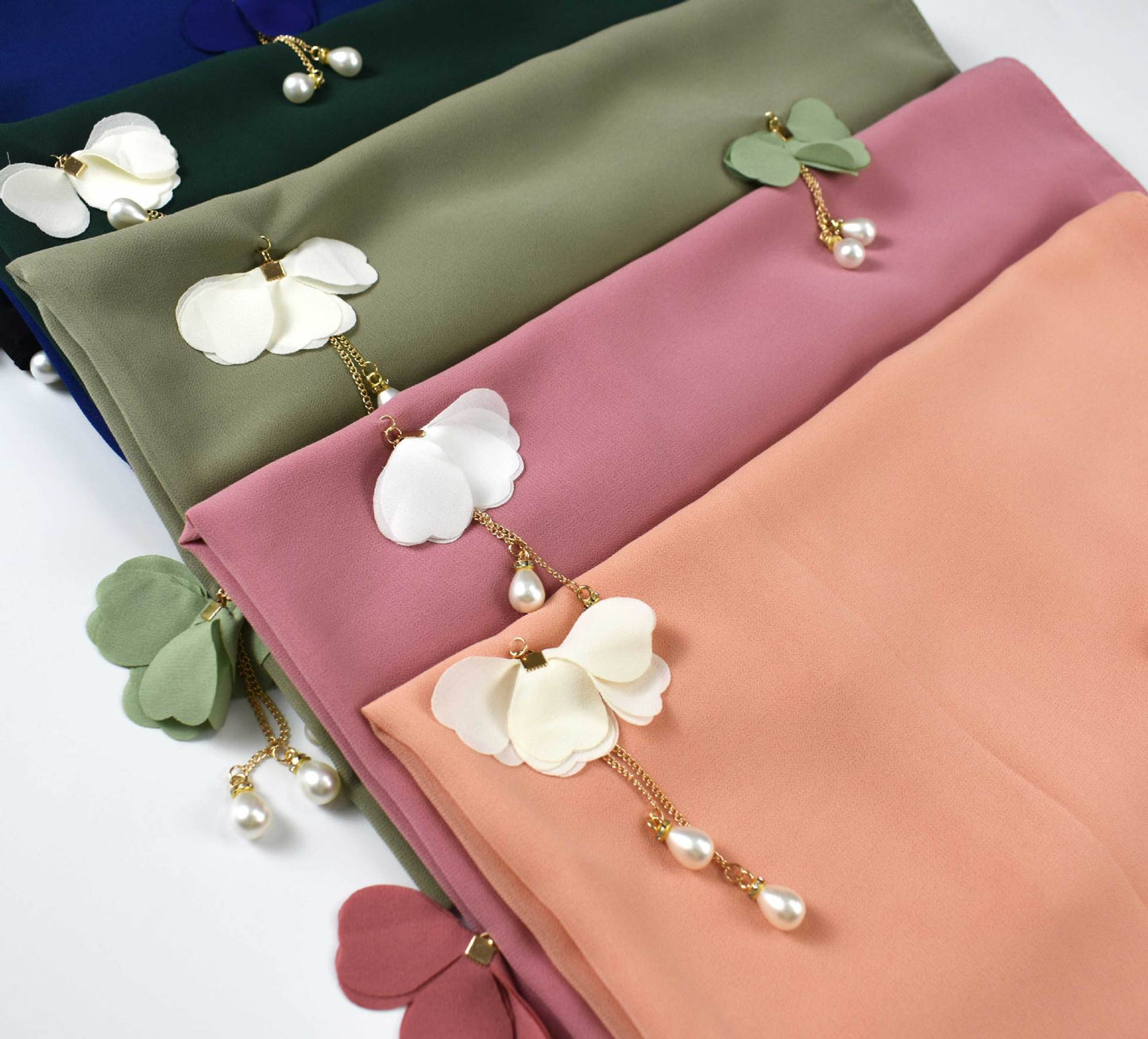 Pearl Chiffon Hijab Scarf – Elegant Flower Wrap