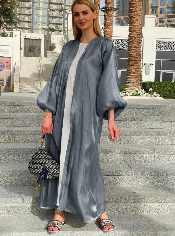 Puff-Sleeve Satin Abaya – Celebrate in Style
