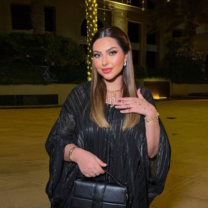 Shiny Figured Two-Piece Abaya Set – Modern Modest Elegance