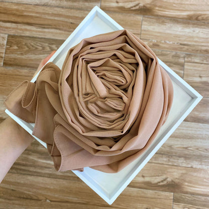 Solid Pearl Chiffon Hijab Scarf – Lightweight Elegance