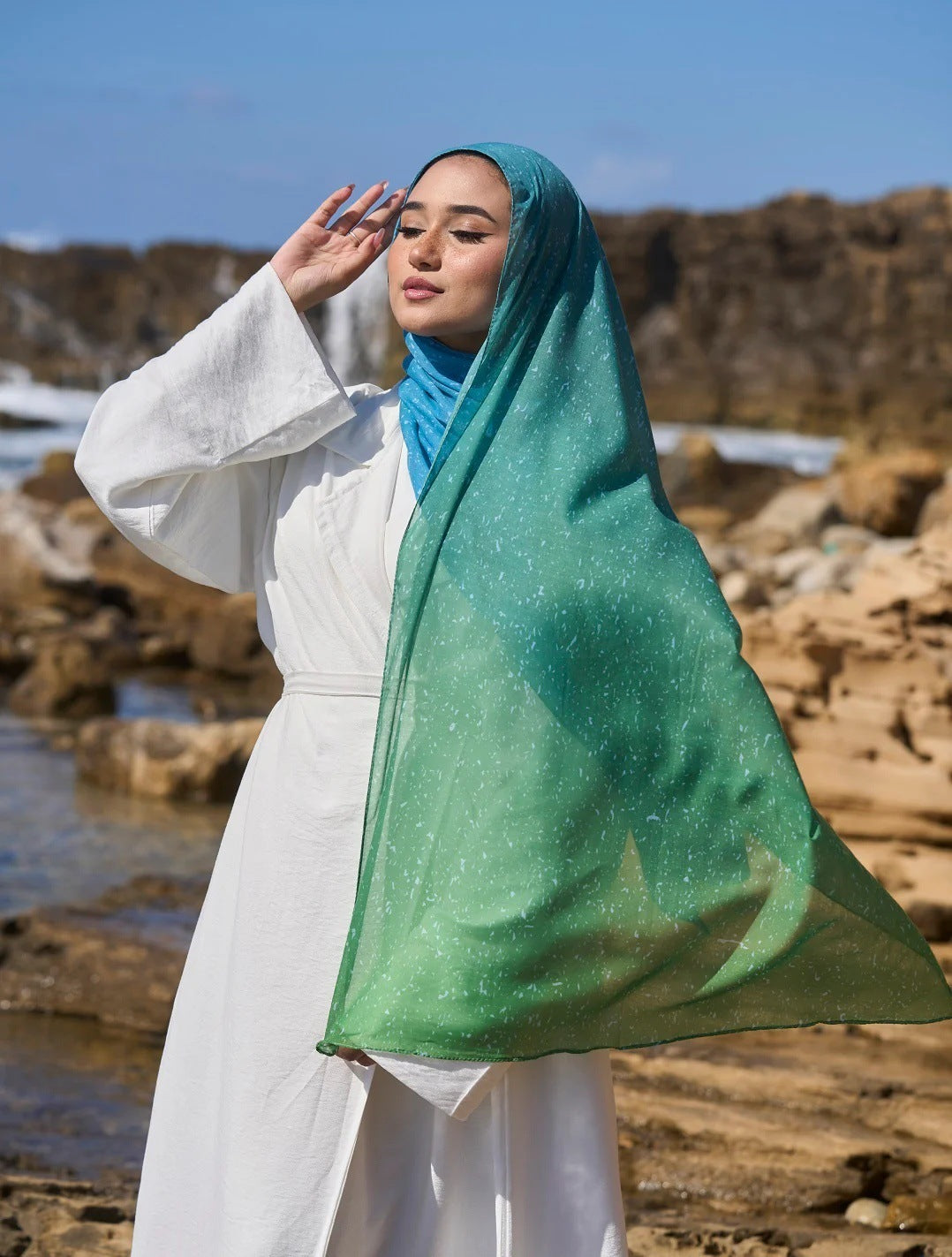 Elegant Satin Printed Hijab Shawl – Chic and Modest