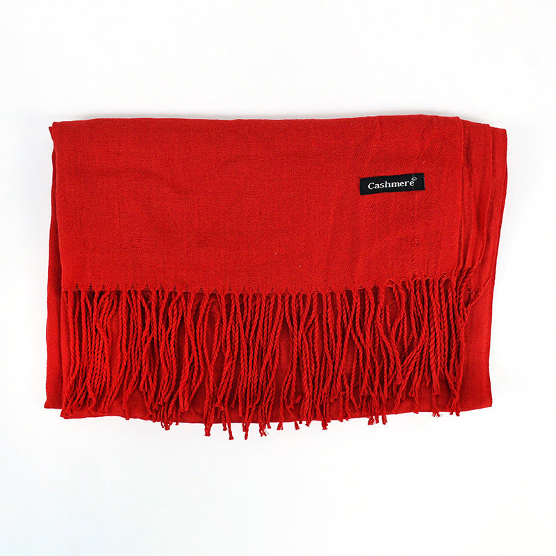 Solid Colour Tassel Scarf – Soft Wrap, Modest Chic