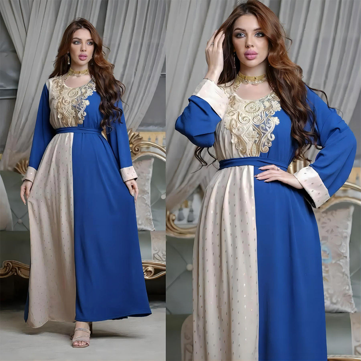 Flowing Tunic Robe Dress with Embroidery – Modesty Meets Style
