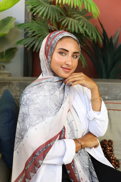 Elegant Satin Printed Hijab Shawl – Chic and Modest