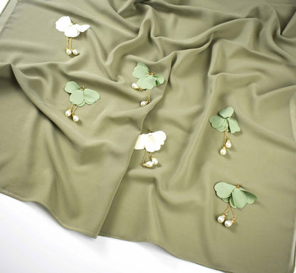 Pearl Chiffon Hijab Scarf – Elegant Flower Wrap
